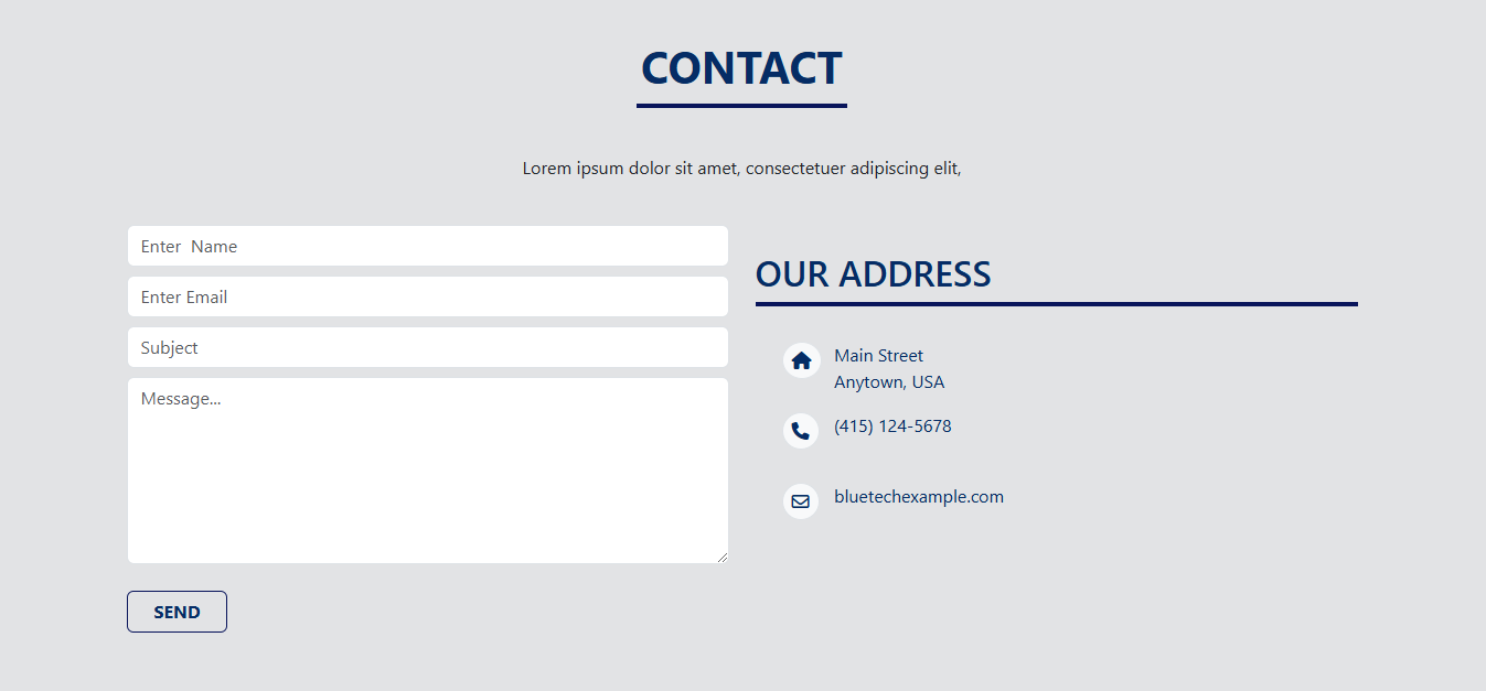 business webite contact us page