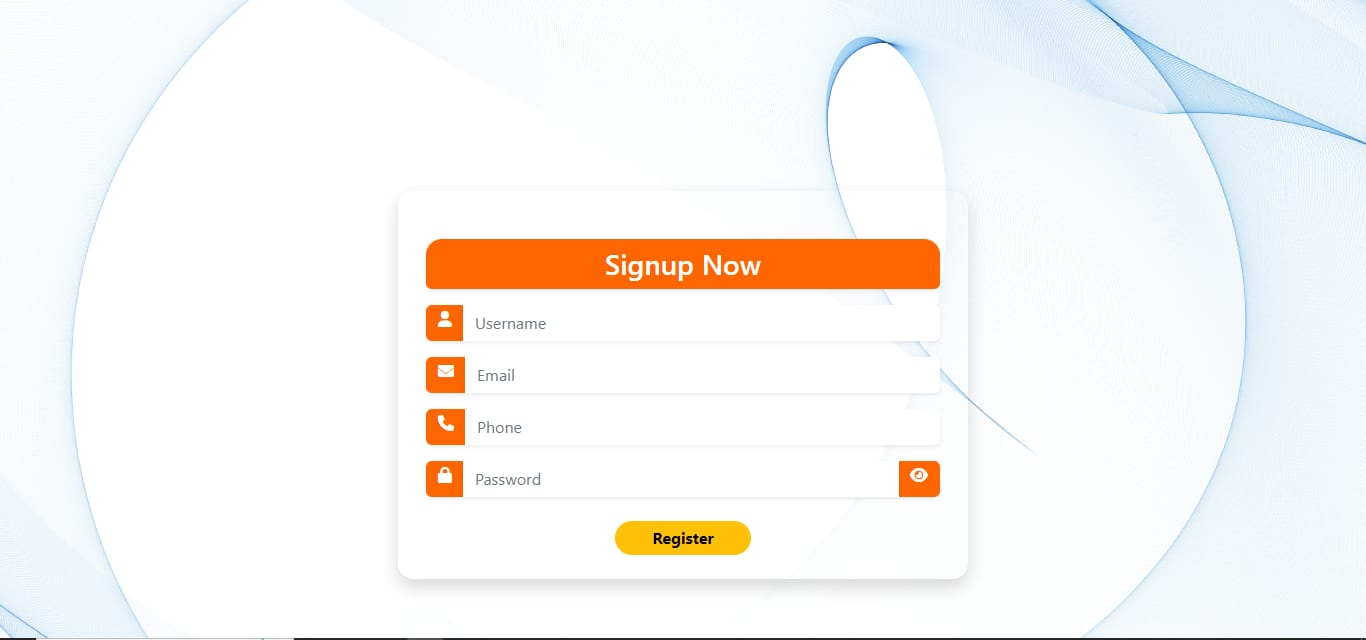 sign up page